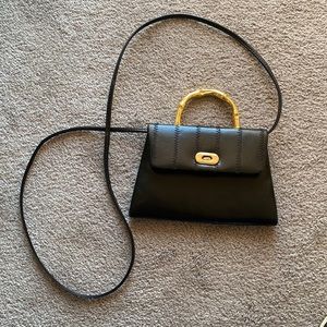 Vintage Barganza black leather crossbody bag